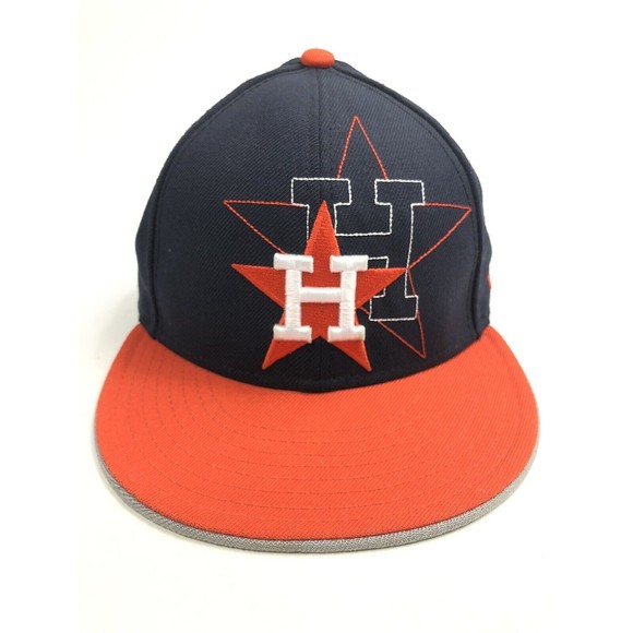 Houston Astros Cooperstown embroidered Cap Hat Size 7 3/8 Inch Blue/Orange - Picture 1 of 8